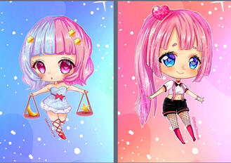 Chibi girl character super deformed anime style zodiac