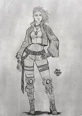 Dnd character Sketch style female steam-punk